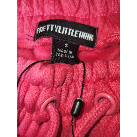 PrettyLittleThing Dark Rose Womens Sweat Shorts Small Printed Logo Elastic Waist - Picture 6 of 9